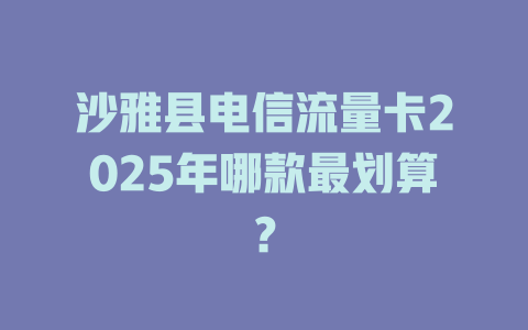 沙雅县电信流量卡2025年哪款最划算？