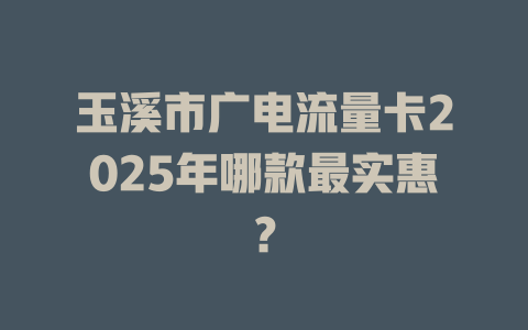 玉溪市广电流量卡2025年哪款最实惠？