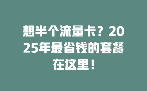 想半个流量卡？2025年最省钱的套餐在这里！