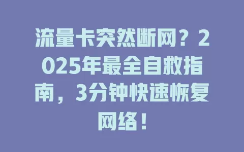 流量卡突然断网？2025年最全自救指南，3分钟快速恢复网络！