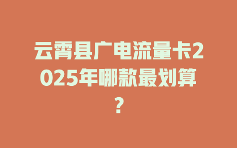 云霄县广电流量卡2025年哪款最划算？