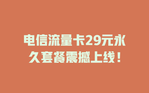 电信流量卡29元永久套餐震撼上线！