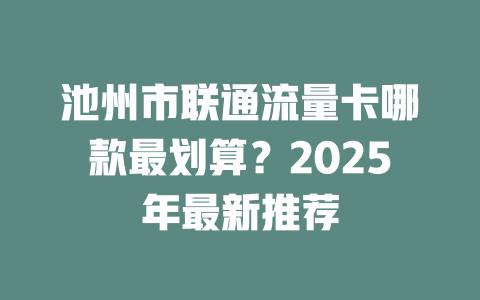 池州市联通流量卡哪款最划算？2025年最新推荐