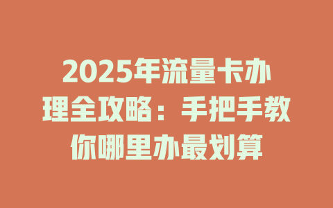 2025年流量卡办理全攻略：手把手教你哪里办最划算