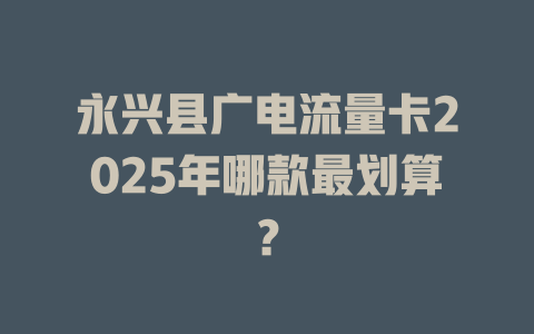 永兴县广电流量卡2025年哪款最划算？
