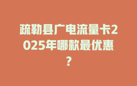 疏勒县广电流量卡2025年哪款最优惠?