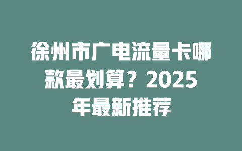 徐州市广电流量卡哪款最划算？2025年最新推荐