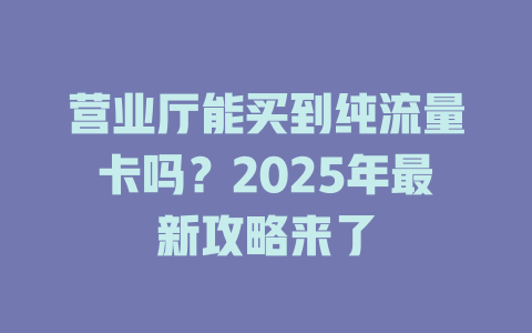 营业厅能买到纯流量卡吗？2025年最新攻略来了