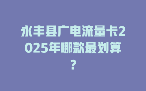 永丰县广电流量卡2025年哪款最划算？