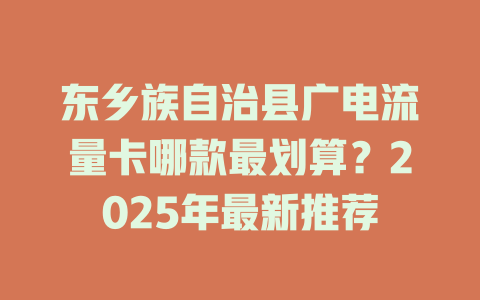 东乡族自治县广电流量卡哪款最划算？2025年最新推荐