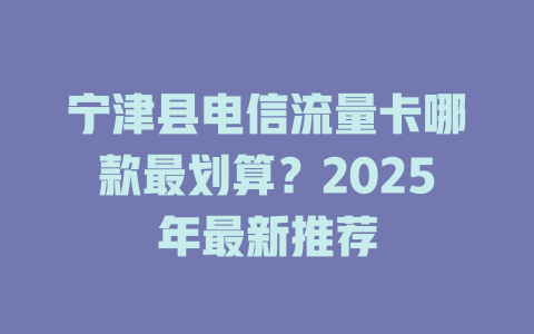 宁津县电信流量卡哪款最划算？2025年最新推荐