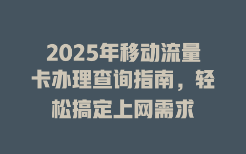 2025年移动流量卡办理查询指南，轻松搞定上网需求