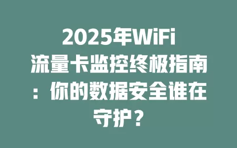 2025年WiFi流量卡监控终极指南：你的数据安全谁在守护？