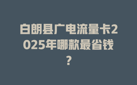 白朗县广电流量卡2025年哪款最省钱？