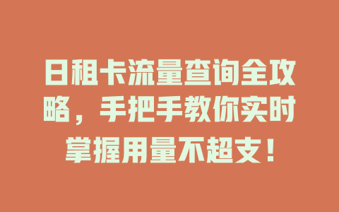 日租卡流量查询全攻略，手把手教你实时掌握用量不超支！