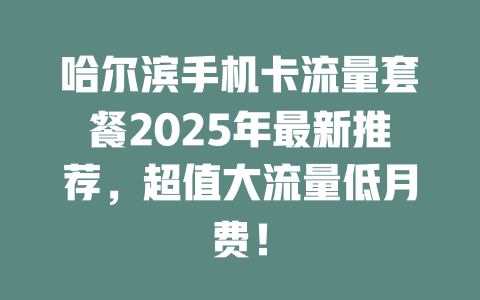 哈尔滨手机卡流量套餐2025年最新推荐，超值大流量低月费！