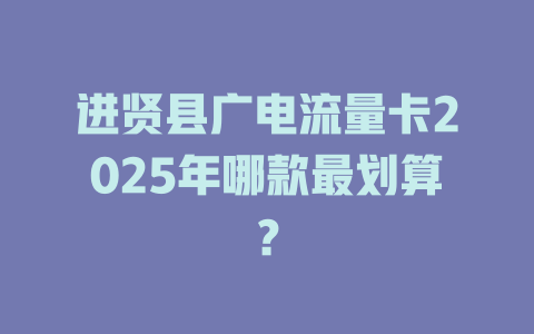 进贤县广电流量卡2025年哪款最划算？
