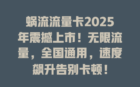 蜗流流量卡2025年震撼上市！无限流量，全国通用，速度飙升告别卡顿！