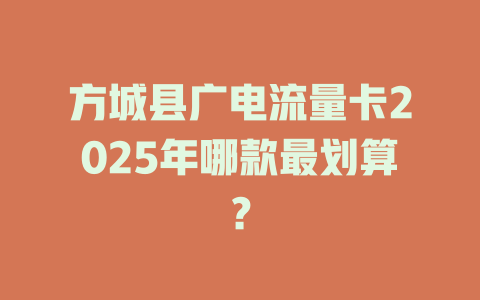 方城县广电流量卡2025年哪款最划算？