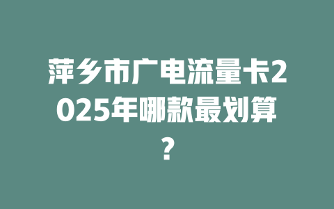 萍乡市广电流量卡2025年哪款最划算？