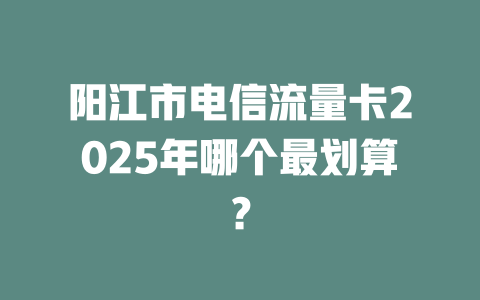 阳江市电信流量卡2025年哪个最划算？