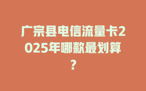 广宗县电信流量卡2025年哪款最划算？