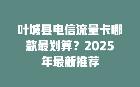 叶城县电信流量卡哪款最划算？2025年最新推荐