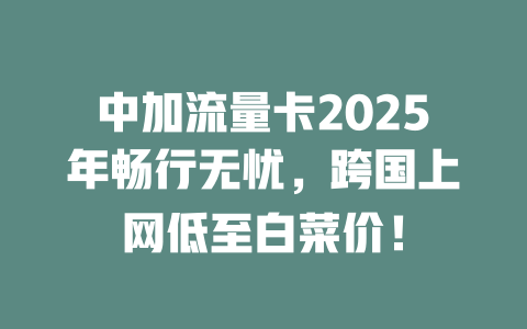 中加流量卡2025年畅行无忧，跨国上网低至白菜价！