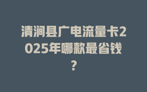 清涧县广电流量卡2025年哪款最省钱？