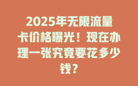 2025年无限流量卡价格曝光！现在办理一张究竟要花多少钱？