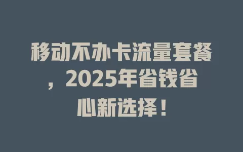移动不办卡流量套餐，2025年省钱省心新选择！