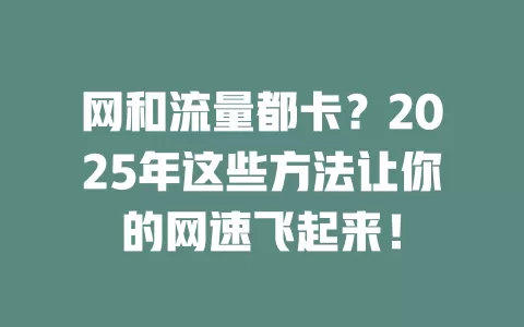 网和流量都卡？2025年这些方法让你的网速飞起来！