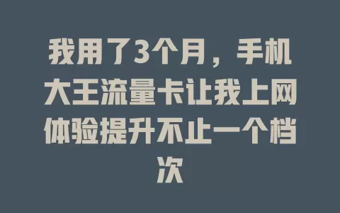我用了3个月，手机大王流量卡让我上网体验提升不止一个档次