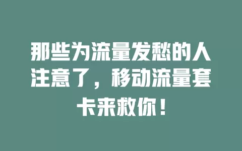 那些为流量发愁的人注意了，移动流量套卡来救你！