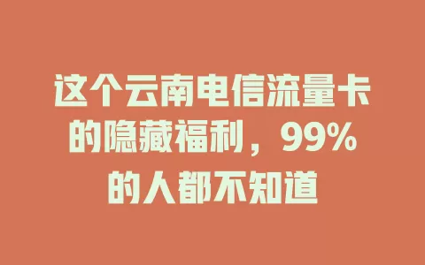 这个云南电信流量卡的隐藏福利，99%的人都不知道
