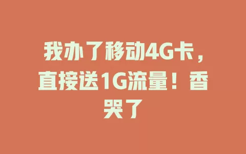 我办了移动4G卡，直接送1G流量！香哭了