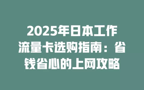 2025年日本工作流量卡选购指南：省钱省心的上网攻略