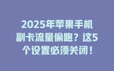 2025年苹果手机副卡流量偷跑？这5个设置必须关闭！