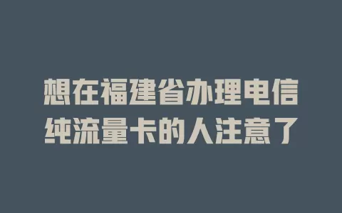 想在福建省办理电信纯流量卡的人注意了