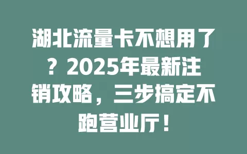 湖北流量卡不想用了？2025年最新注销攻略，三步搞定不跑营业厅！