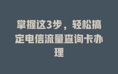 掌握这3步，轻松搞定电信流量查询卡办理