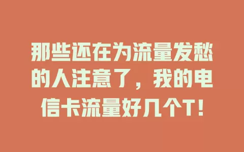 那些还在为流量发愁的人注意了，我的电信卡流量好几个T！