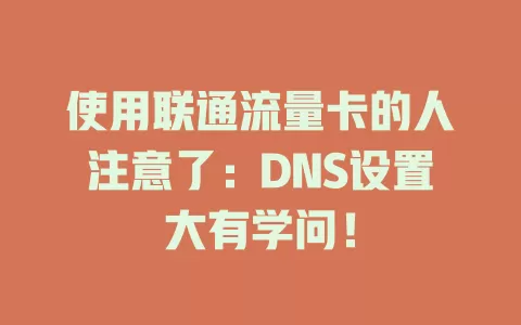 使用联通流量卡的人注意了：DNS设置大有学问！