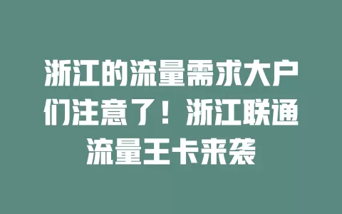 浙江的流量需求大户们注意了！浙江联通流量王卡来袭