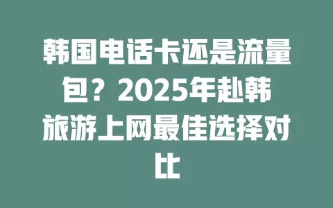 韩国电话卡还是流量包？2025年赴韩旅游上网最佳选择对比