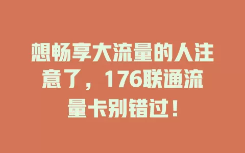 想畅享大流量的人注意了，176联通流量卡别错过！
