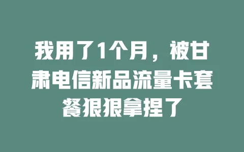 我用了1个月，被甘肃电信新品流量卡套餐狠狠拿捏了