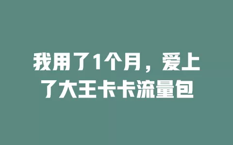 我用了1个月,爱上了大王卡卡流量包