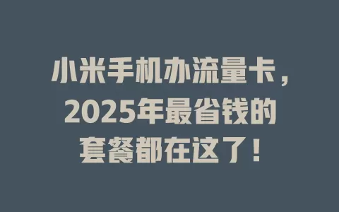 小米手机办流量卡，2025年最省钱的套餐都在这了！