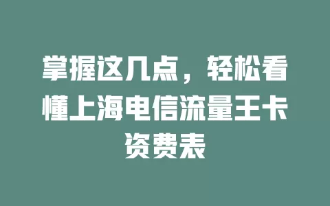 掌握这几点，轻松看懂上海电信流量王卡资费表